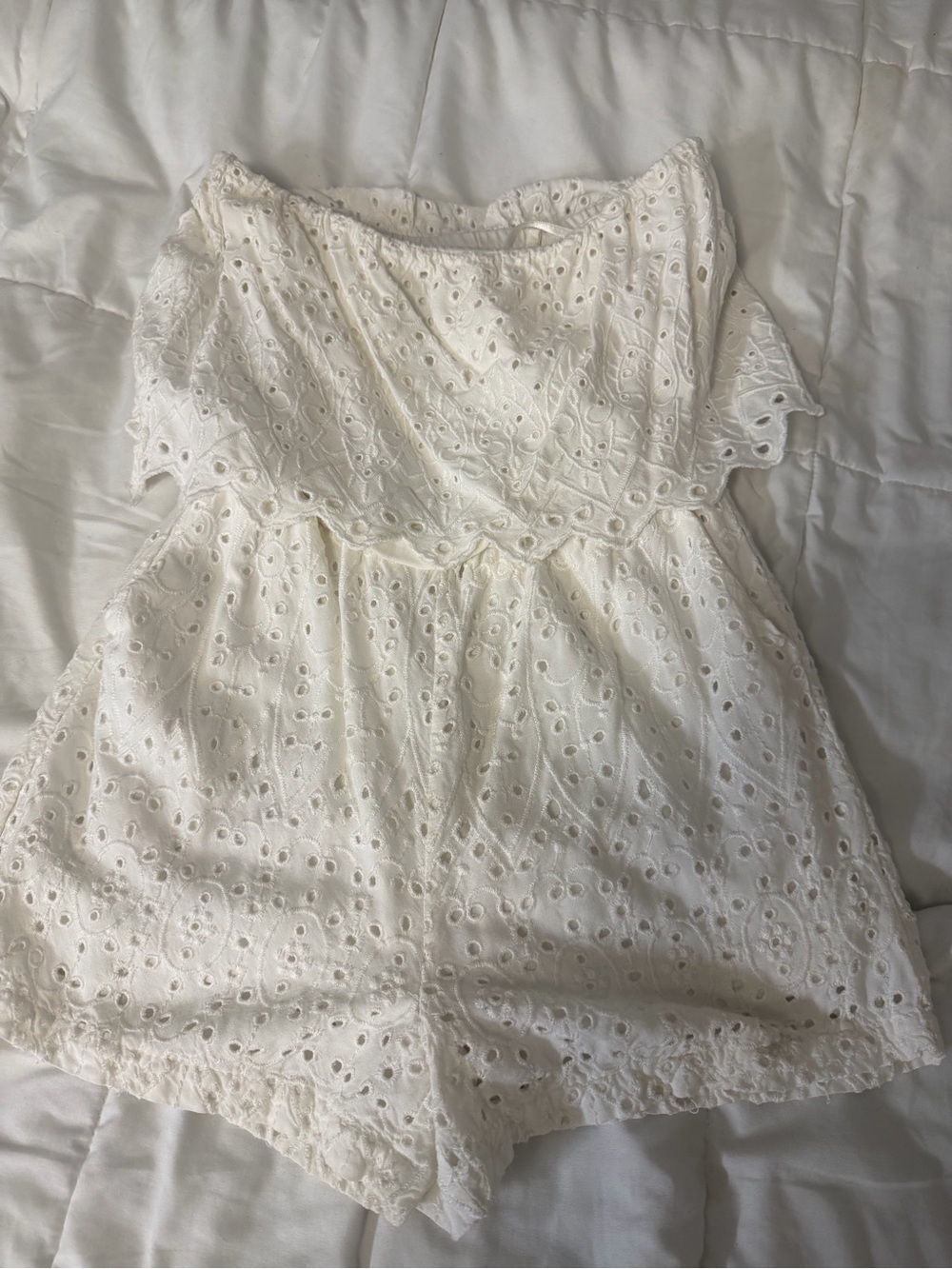 Women’s White Eyelet Summer romper - Brand